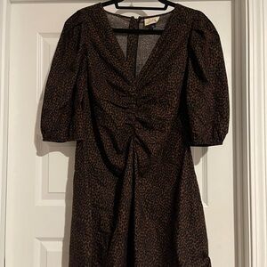 Universal Thread Brown Animal Print Half Sleeve Dress